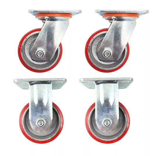 1200kg Rated, 4"/100mm Heavy Duty Castors with PU/CI wheel (Set of 4pcs)