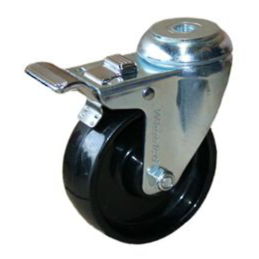 80kg Rated Nylon Castor - 3" 75mm - Swivel Bolt Hole with Brake