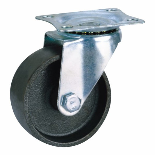 40kg Rated Cast Iron Castor - 2" 50mm - Swivel Plate