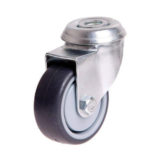 40kg Rated 50mm Rubber M10 Bolt Hole Swivel Castor