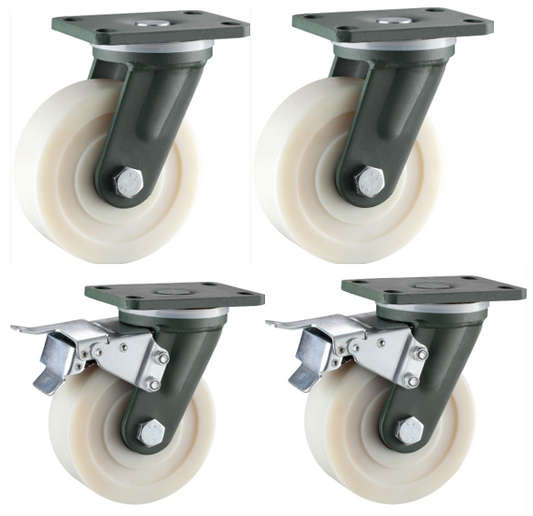 4000kg Rated, 4"/100mm Extra Heavy Duty Swivel Castors with MC Nylon Wheel (Set of 4pcs)