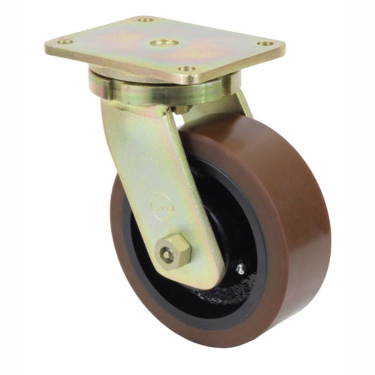 1400kg Rated Urethane Castor - 8" 200mm - Swivel Plate