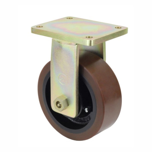 1400kg Rated Urethane Castor - 8" 200mm - Fixed Plate