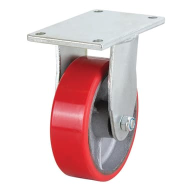 500kg Rated Urethane Waste Bin Castor - 6" 150mm - Fixed Plate