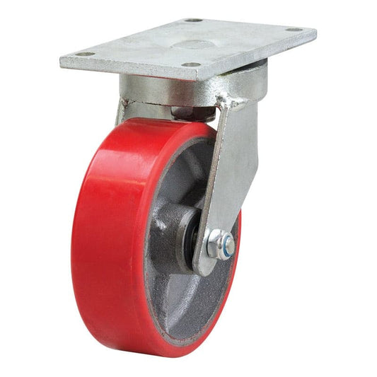 500kg Rated Urethane Waste Bin Castor - 6" 150mm - Swivel Plate