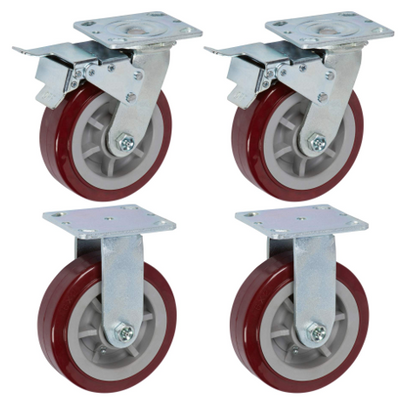 1800kg Rated 6"/150mm Heavy Duty Castors with PU wheel (Set of 4pcs)