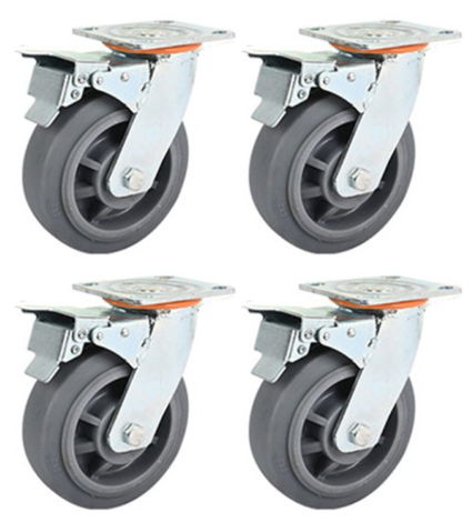 1200kg Rated 6"/150mm Heavy Duty Braked Castors with Rubber Wheel (Set of 4pcs)