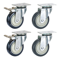 720kg Rated, 5" 125mm Swivel Brake Castors with Urethane Wheel (Set of 4pcs)