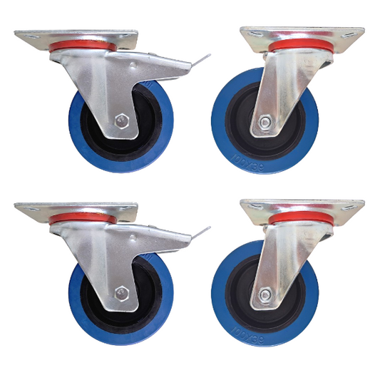 400kg Rated, 80mm Castors with Elastic Rubber Wheel (Set of 4pcs)