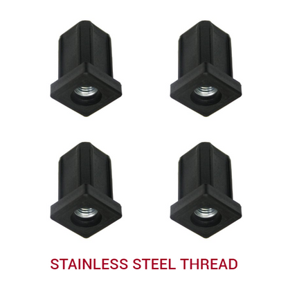 25mm Square M12 Threaded Tube Insert, Stainless Steel - Set of 4 (1000kg Rated)