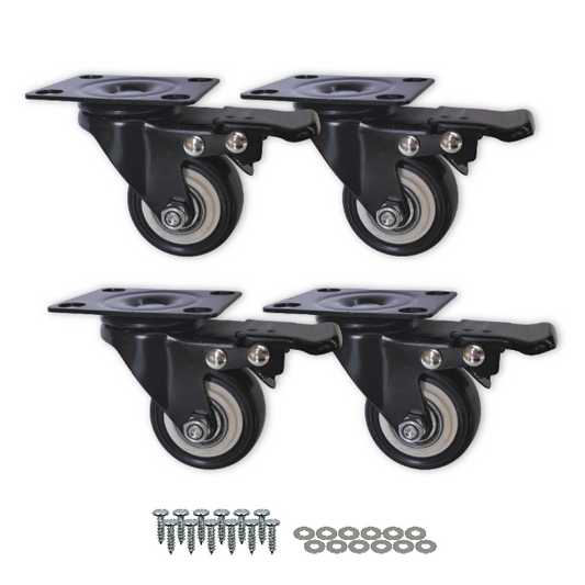 200kg Rated, 2" 50mm Swivel Brake Castors with PU tyre (Set of 4pcs)