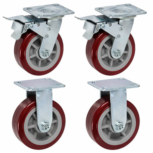 1800kg Rated 6"/150mm Heavy Duty Castors with PU wheel (Set of 4pcs)