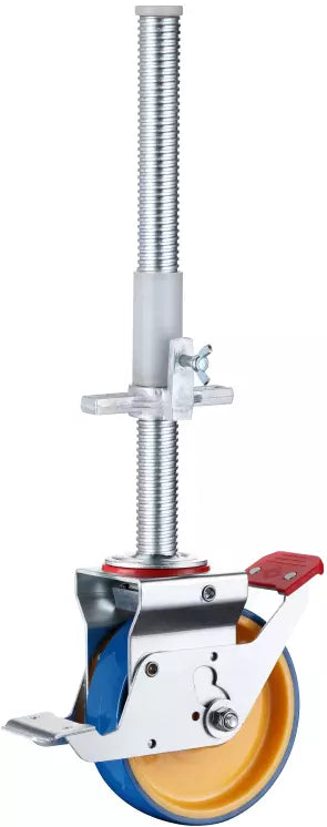 2800kg Rated Set of 4pcs Swivel Adjustable Scaffold Castors - 8"/200mm Urethane Wheel