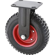 230kg Rated Solid Rubber Castor - 8" 206mm - Fixed Plate
