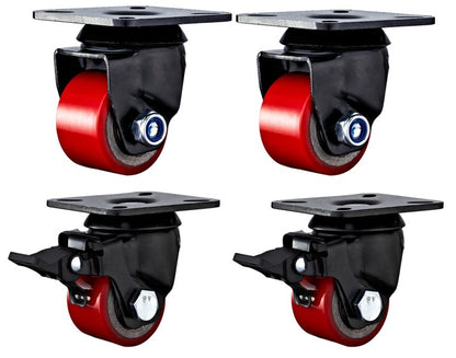 1200kg Rated 2" 50mm PU Swivel Low Profile Castors (Set of 4pcs)