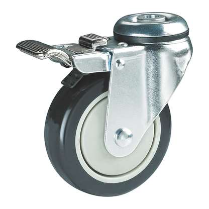 400kg Rated 3" 75mm Urethane Swivel Braked M12 Bolt Hole Castors (Set of 4pcs)