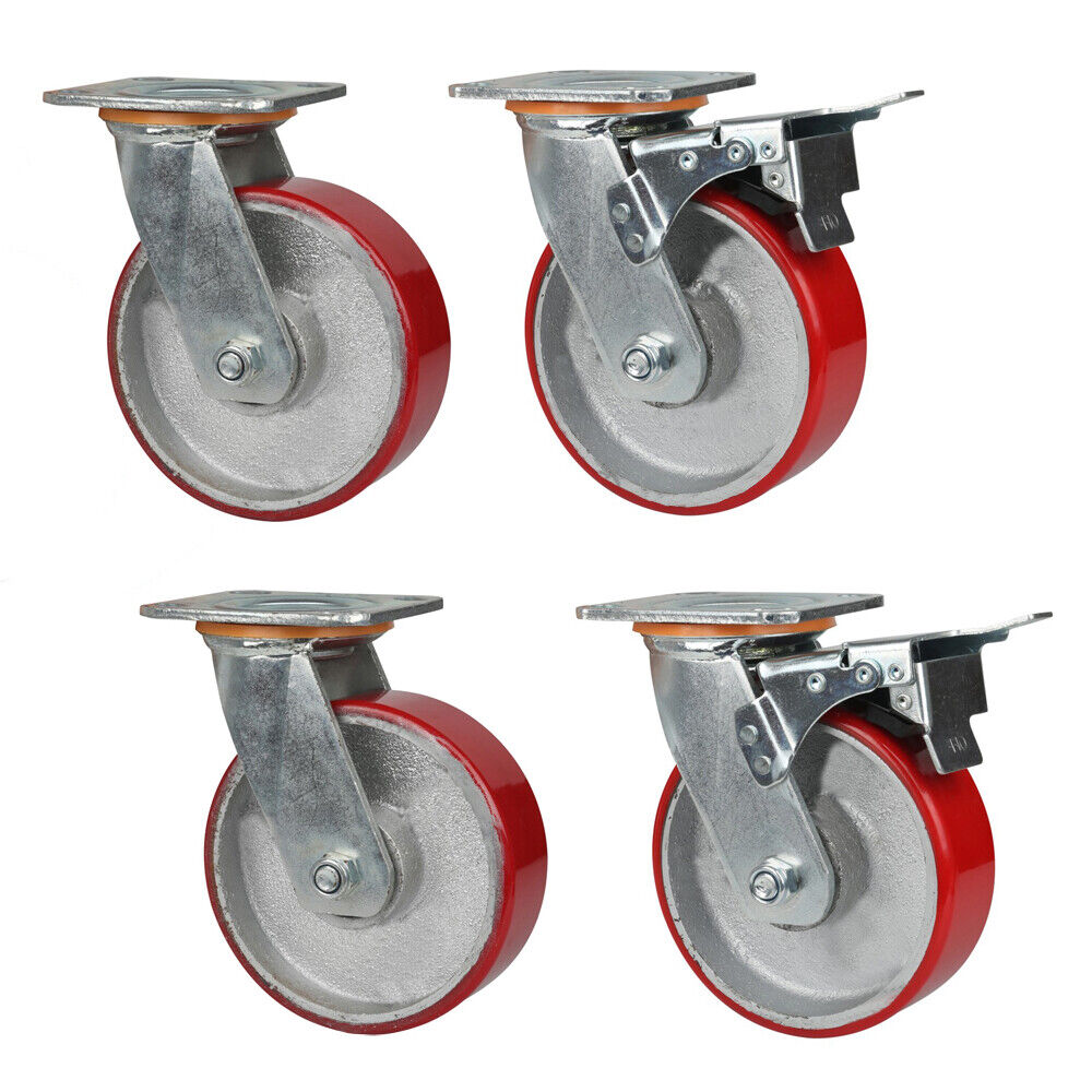 1800kg Rated, 6"/150mm Heavy Duty Swivel Castors with PU/CI wheel (Set of 4pcs)